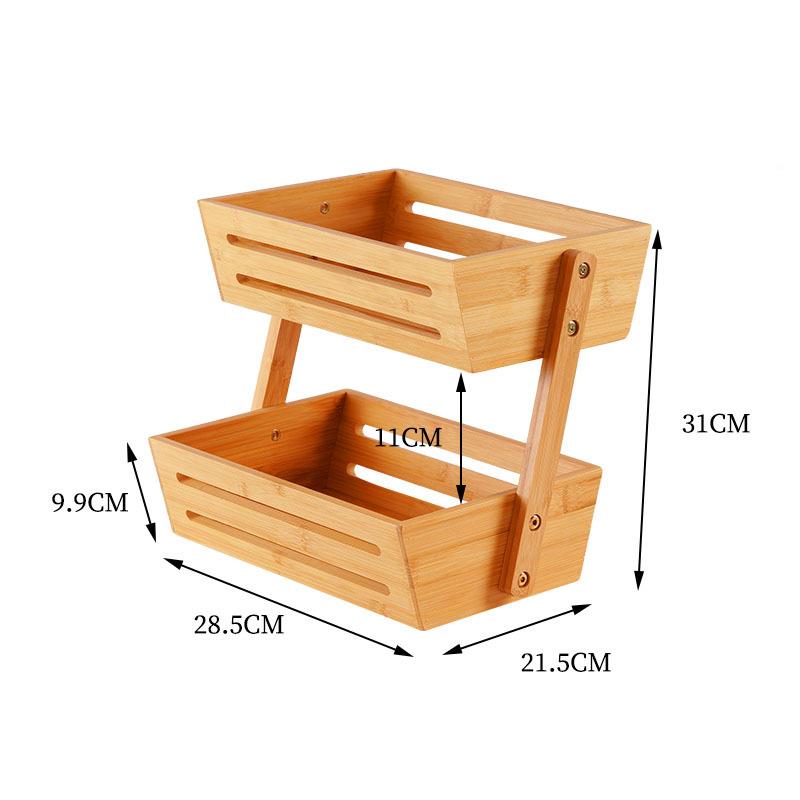 货竹制多收蔬菜水果纳篮厨房台面置物架多层桌现面层收纳nz215储