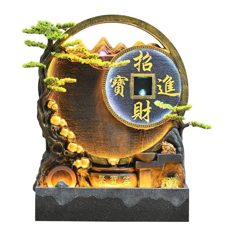 水幕墙假山流水客厅屏风隔断摆件玄关茶室公司鱼池喷泉景观装饰品