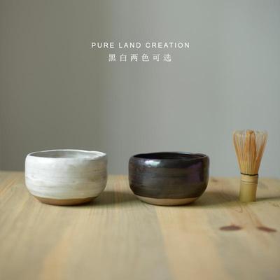 粗陶手作日式抹茶碗宋代点茶器创意茶道配件茶洗大号陶瓷面烫碗