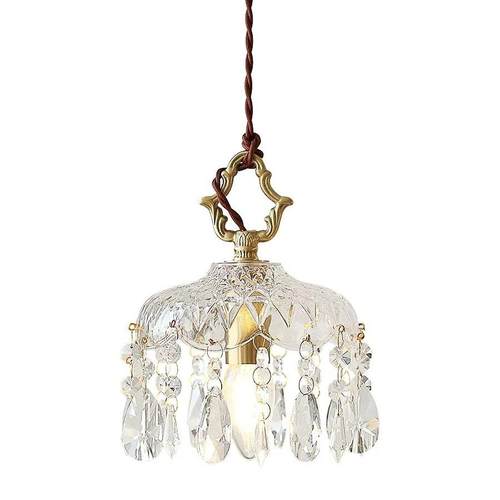 轻奢复古全铜过道灯走廊灯具楼梯入户玄关阳台灯法式水晶灯小吊灯