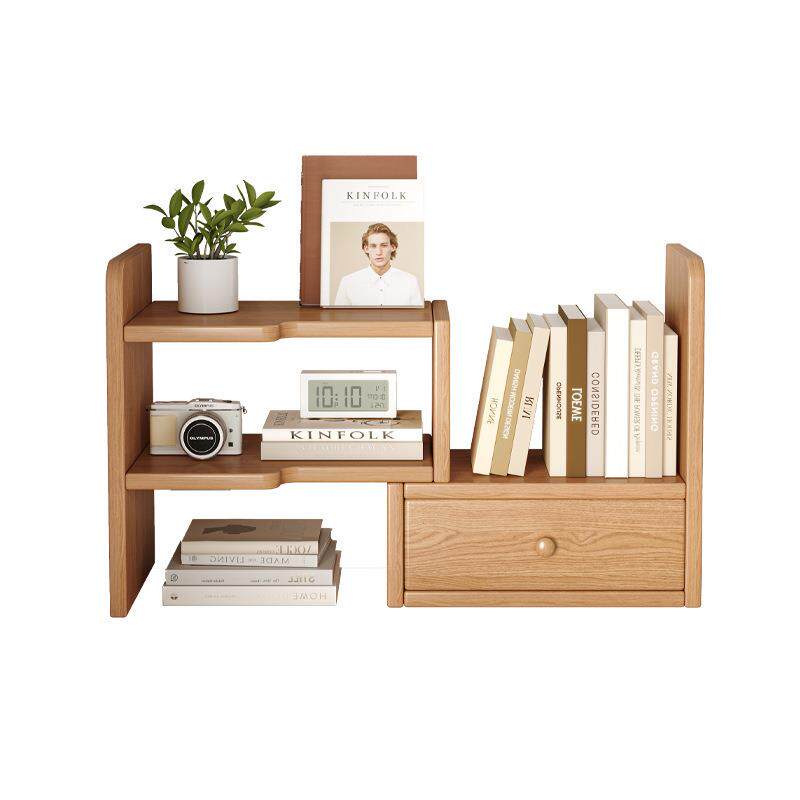 全实木桌面书架桌上置物架办公室收纳改造书桌分层伸缩小书柜
