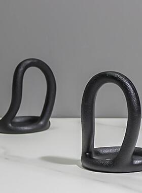 现代简约创意环形树脂书档书靠样板房售楼处书房书桌装饰品摆设