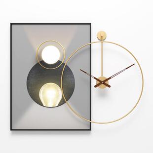 餐厅装饰画现代简约钟表画轻奢平面装饰画客厅入户玄关晶瓷画