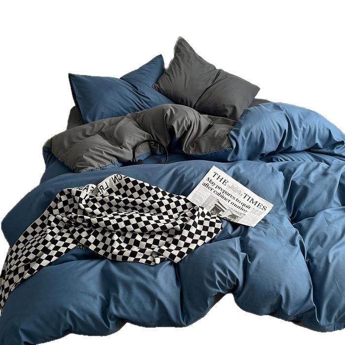 纯色四件套亲肤磨毛套件学生宿舍三件套双拼被套床笠床单