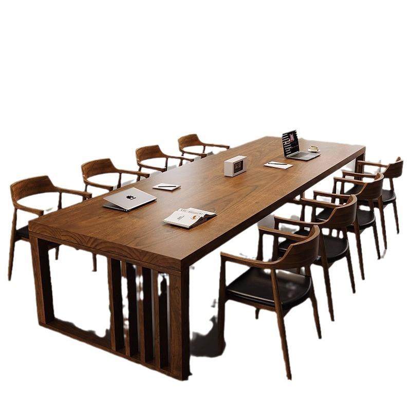 全实木会议桌椅组合培训办公长条大型桌子现代简约长桌工作台