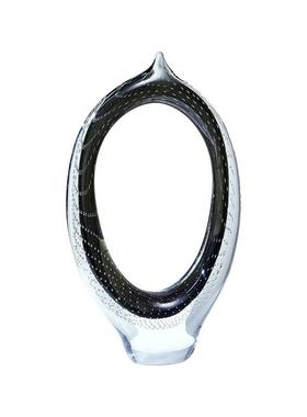 现代轻奢黑色镂空琉璃艺术摆件卧室餐厅客厅玄关台面玻璃工艺品摆