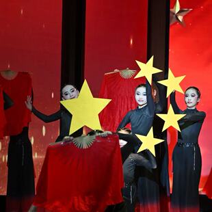 铭记舞蹈服儿童演出服女童古典舞开场舞中国风彩绸扇子舞表演服装