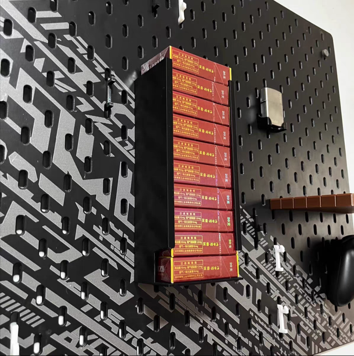 适用于宜家SKADIS 斯考迪斯 宜家洞洞板配件  10包烟盒支架