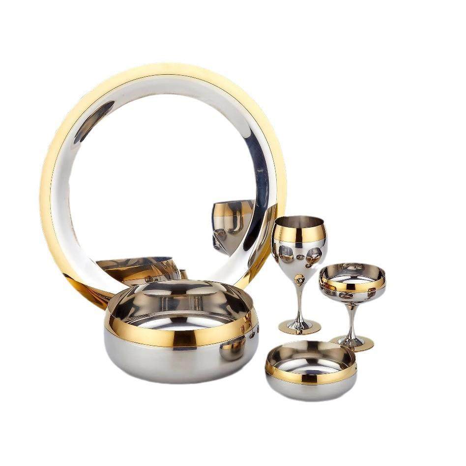 304不锈钢金边碗碟杯套装五星级酒店用品酒吧小众威士忌酒杯套装,厨房/烹饪用具,厨房清洁/工具套装,淘宝优惠券,粉丝福利购,淘宝优惠卷