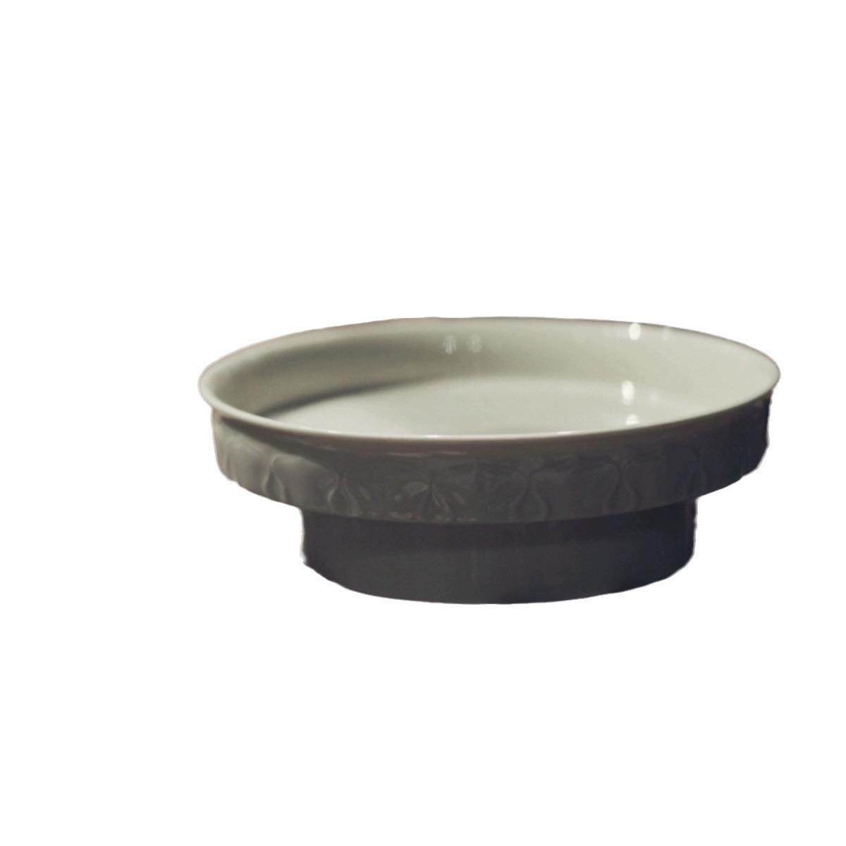 米黄高脚壶承莲瓣茶承陶瓷点心盘复古干泡台紫砂壶盖碗茶托家用盘