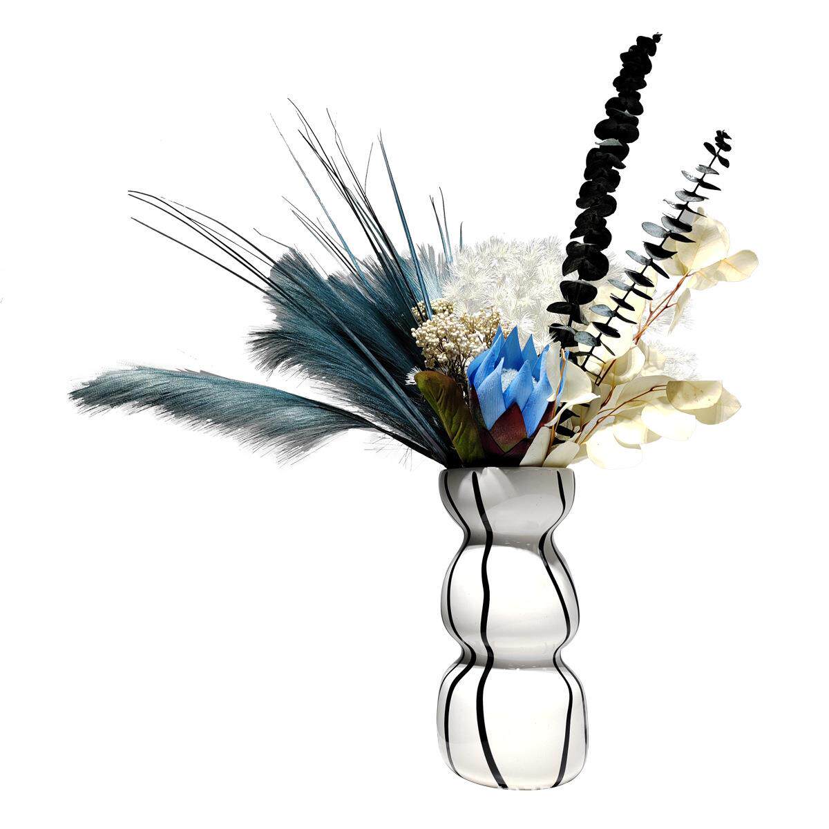 现代轻奢蓝色花艺仿真花插花创意客厅电视柜样板房售楼处酒店摆件