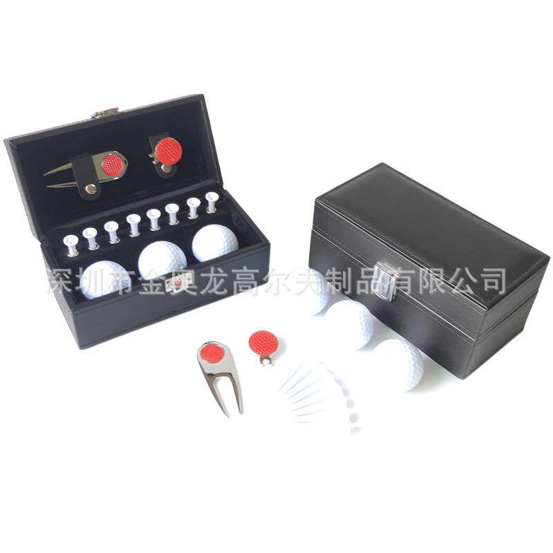 现货高尔夫皮盒套装高尔夫球叉TEE帽夹皮盒套装制作客人LOGO