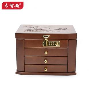 货源首饰盒带锁木质首饰收纳盒公主欧式大号饰品盒结婚礼物
