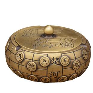 宏达全黄铜象棋烟灰缸创意家居礼品储物罐铜烟缸摆件