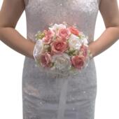 101户外婚礼玫瑰森系塑料花领证伴娘新娘手捧花仿真花拍摄道具