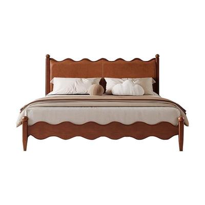 法式奶油风复古床大司马1米8涟漪床小户型全双人北欧白蜡木实木床