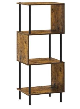 现货实木书架3/4层沙发边桌木制S形端桌床头柜家庭办公室小书架