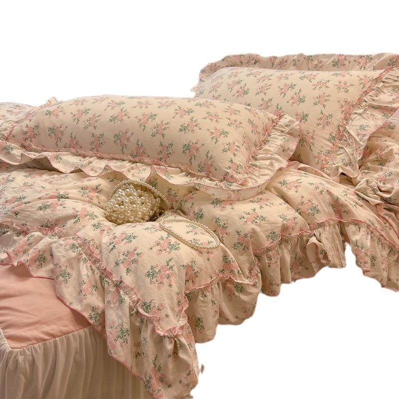 韩式公主风水洗棉床裙四件套小清新花边田园风被套床单三件套床品,床上用品,床品套件/四件套/多件套,淘宝优惠券,粉丝福利购,淘宝优惠卷