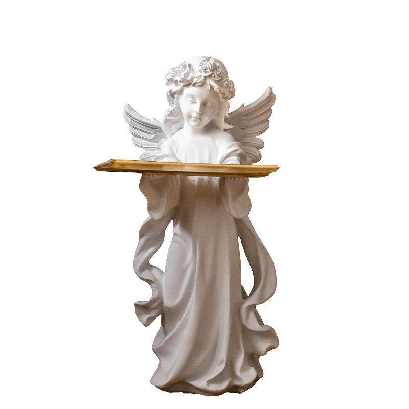 欧式爱丽丝少女天使托盘雕塑客厅玄关钥匙收纳茶几装饰摆件创意