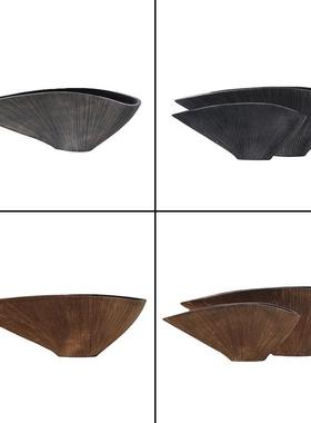 北欧贝壳扇形桌面树脂花盆花器样板间软装工艺品酒店家居客厅摆设