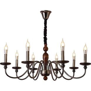 美式复古轻奢客厅吊灯主灯法式中古卧室餐厅黑色蜡烛高级护眼灯具