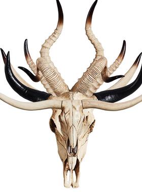 原始羊头骨壁挂挂饰墙饰挂饰门口挂件品仿真动物羊头创意家居饰品