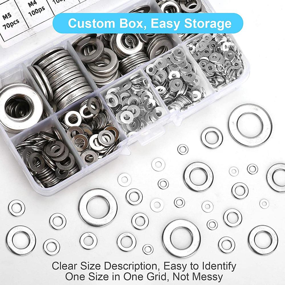 80cs盒装3004不p锈钢垫圈平垫圈M2/3/4合/5/6/8/10/12组套装