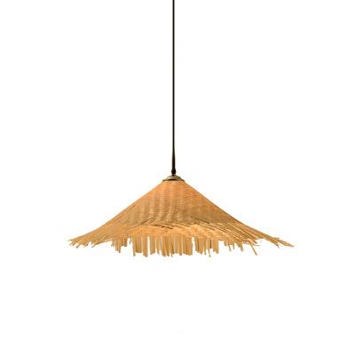 意竹草帽鸣轩灯饰吊灯罩中式田园农家乐土菜馆创性火个编锅店餐厅