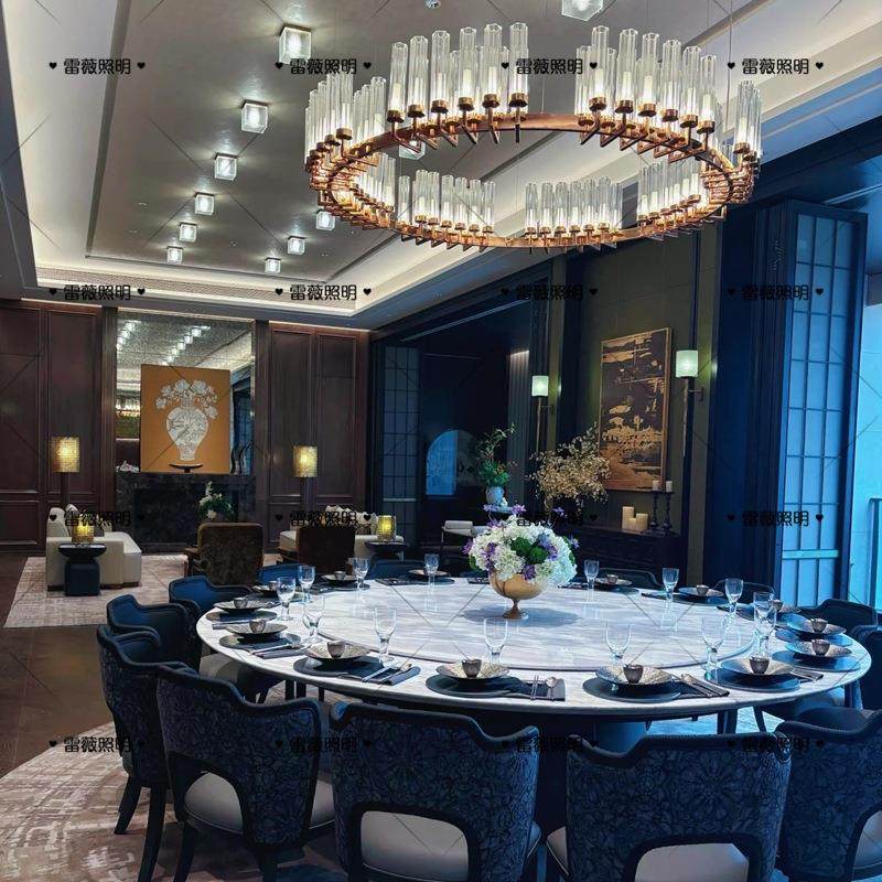 新中式餐包主灯圆桌餐桌包厢餐饮大尺寸饭店专用铁艺双层玻璃吊灯,家装灯饰光源,智能吊灯,淘宝优惠券,粉丝福利购,淘宝优惠卷