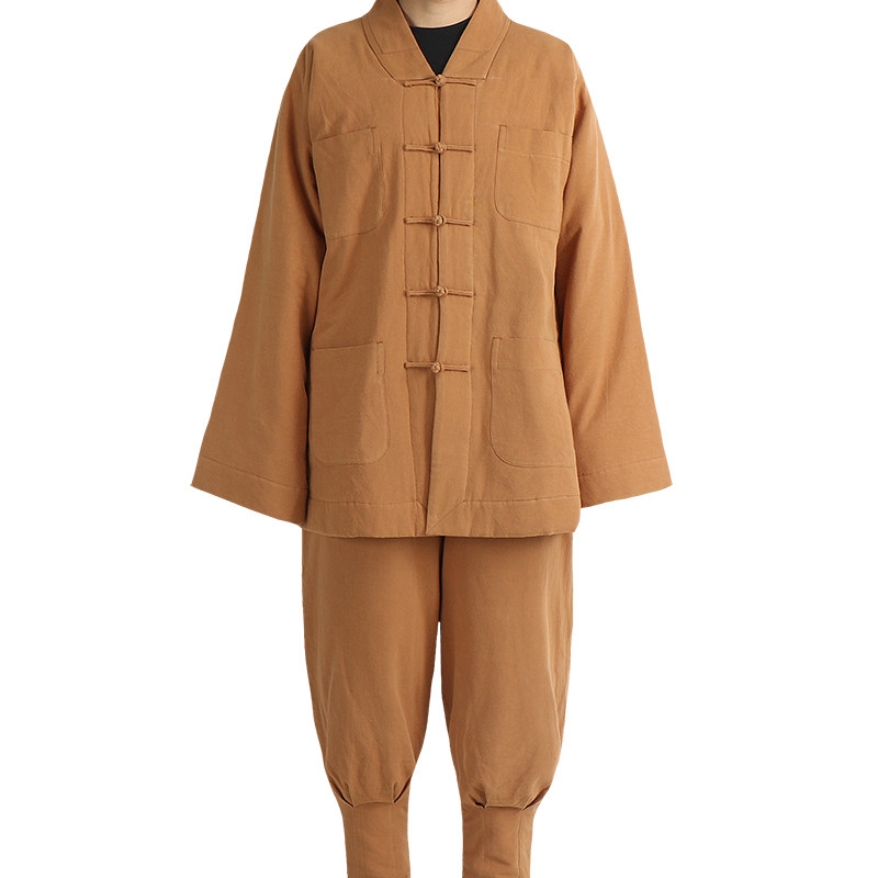 新僧服短褂套装冬季棉麻加棉免绑腿小褂保暖棉袄棉裤和尚服装男女