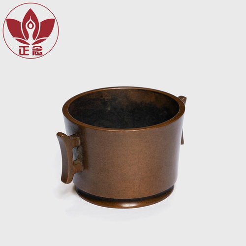 庆松堂苏工铜炉名家胡庆松制截耳圈足炉复古手工紫铜香炉收藏摆件