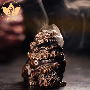 正念巧生炉铜炉名家陈巧生制狮子绣球香薰炉 复古宣德炉赏玩 F574