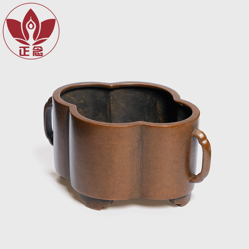 庆松堂苏工铜炉名家胡庆松制海棠炉蚰耳炉沉香檀紫铜香炉摆件熏香