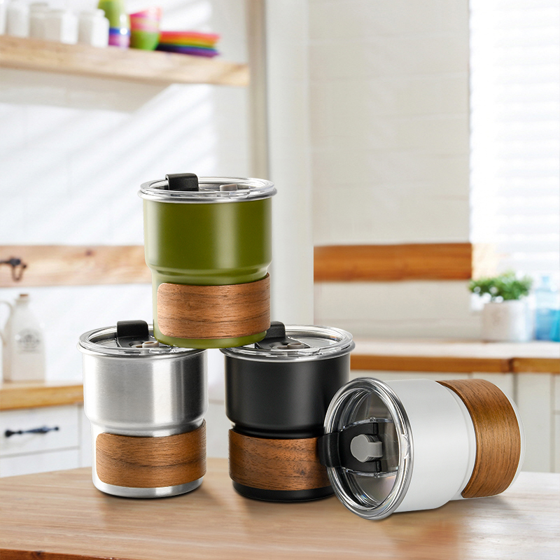 不锈钢咖啡杯高颜值随手杯外带带杯套防烫台阶杯冰美式办公室水杯