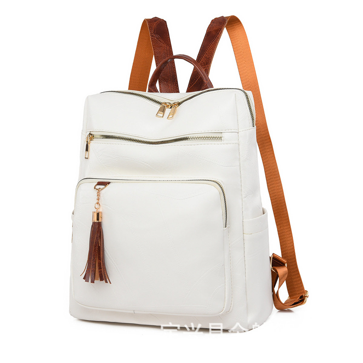 软皮双肩包女款复古2024新款大容量休闲双肩背包通勤女包包