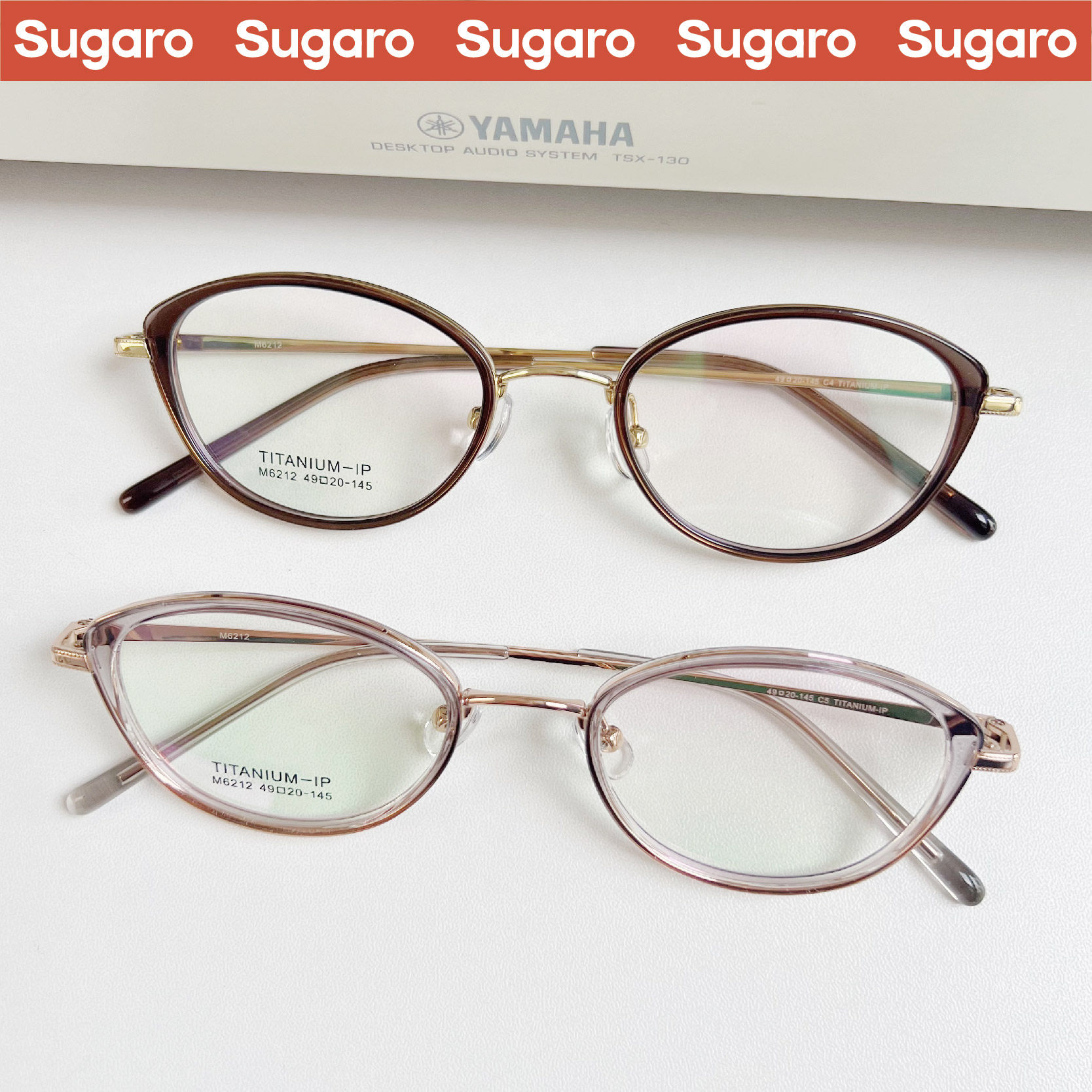 49mm时尚猫眼轻钛金属眼镜女可配度数防蓝光防辐射圆脸素颜平光镜