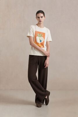 2026新款禾家全棉短袖油画T恤女韩版宽松半袖套头圆领上衣BM6025