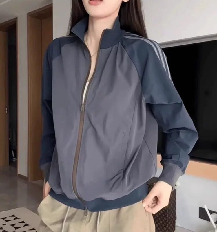 2026新款外贸单女透气拉链户外复古棒球立领防水夹克外套25166KN