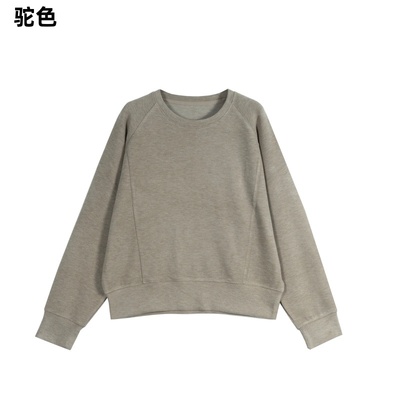 2026秋冬款圆领云朵羊毛长袖插肩女宽松显瘦百搭卫衣打底衫A367