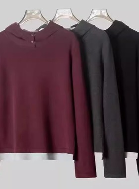 2024秋冬款设计感百搭假俩件连帽帽衫FL06F