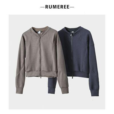 lulu定制短款加厚双拉链外套宽松