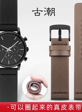 适配阿玛尼手表带AR1970/1918/11243/2447西N铁城ck真皮男表带22m