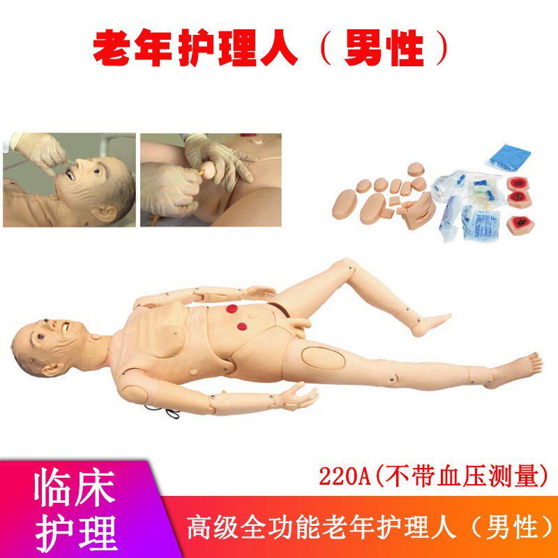 高级全功能老年护理人老人护理模拟人男性M/女性老年人体模型血压