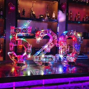酒吧KTV鸡尾酒杯架520子弹杯架发光1314酒架love洋酒座酒杯架子