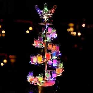 螺旋发光子弹杯杯架ktv酒吧酒架香槟鸡尾酒架子创意吧台一口杯架