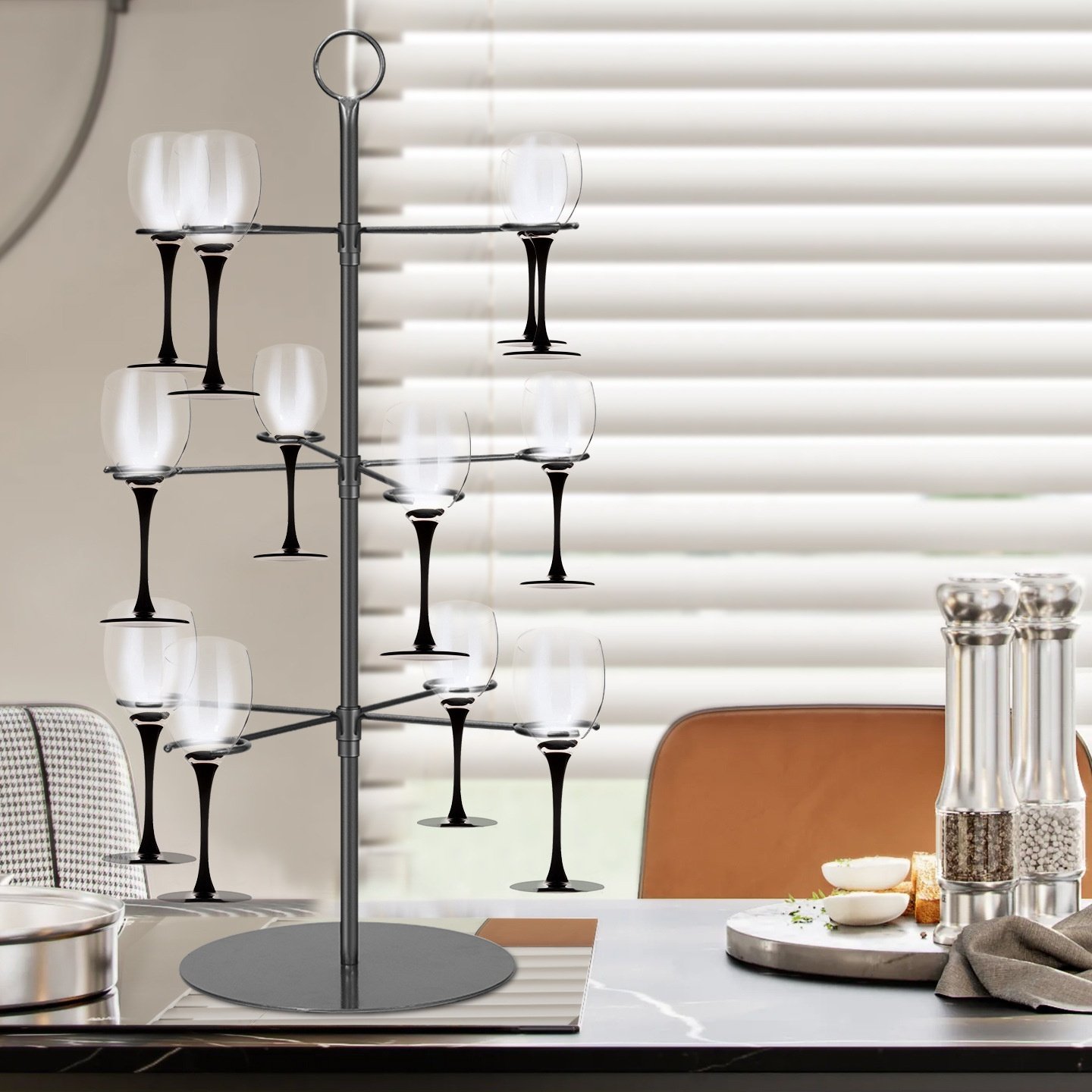 红酒杯架铁艺酒杯收纳架创意家居摆件婚礼装饰高脚杯金属挂架