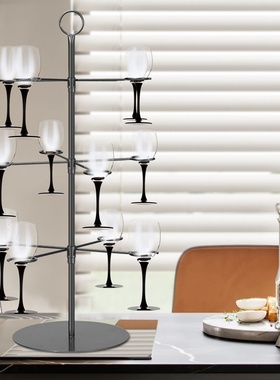 红酒杯架铁艺酒杯收纳架创意家居摆件婚礼装饰高脚杯金属挂架