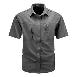 日系纯色衬衫短袖男夏季寸衣设计感上衣外套潮牌潮流痞帅港风衬衣