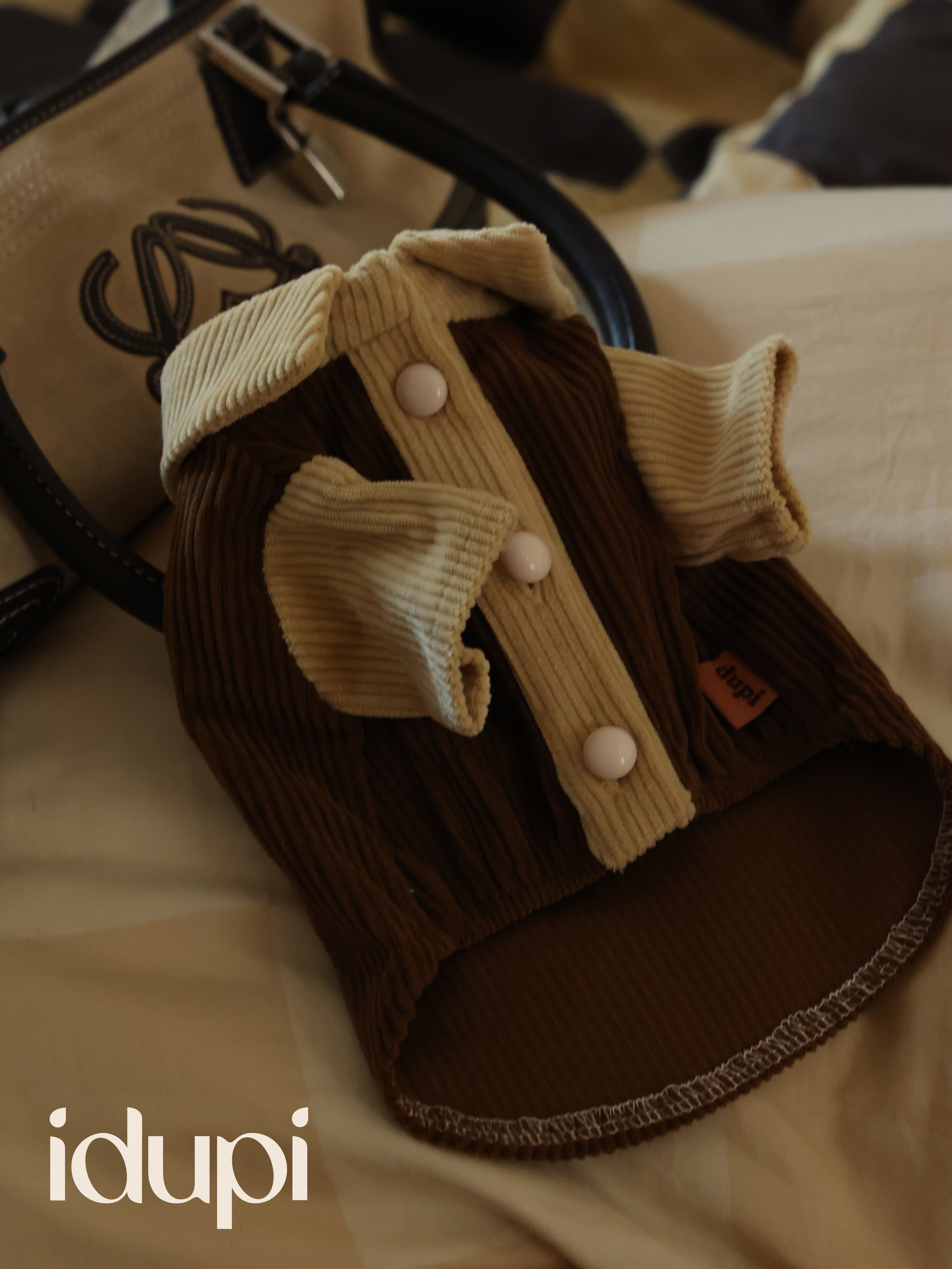 idupi灯芯绒衬衣复古小型犬