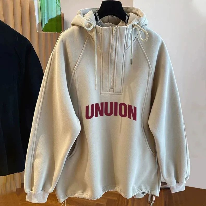 男女字母情侣连帽外套宽松大码冬